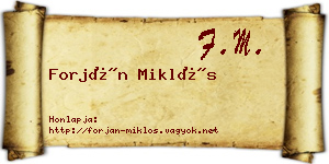 Forján Miklós névjegykártya