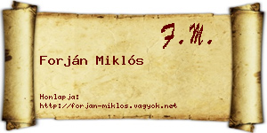 Forján Miklós névjegykártya