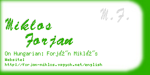 miklos forjan business card